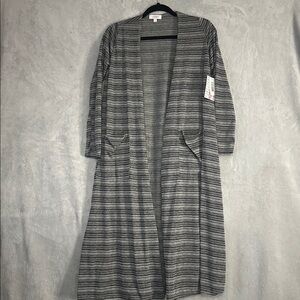 LuLaRoe Black and Gray Striped “Sarah” Cardigan